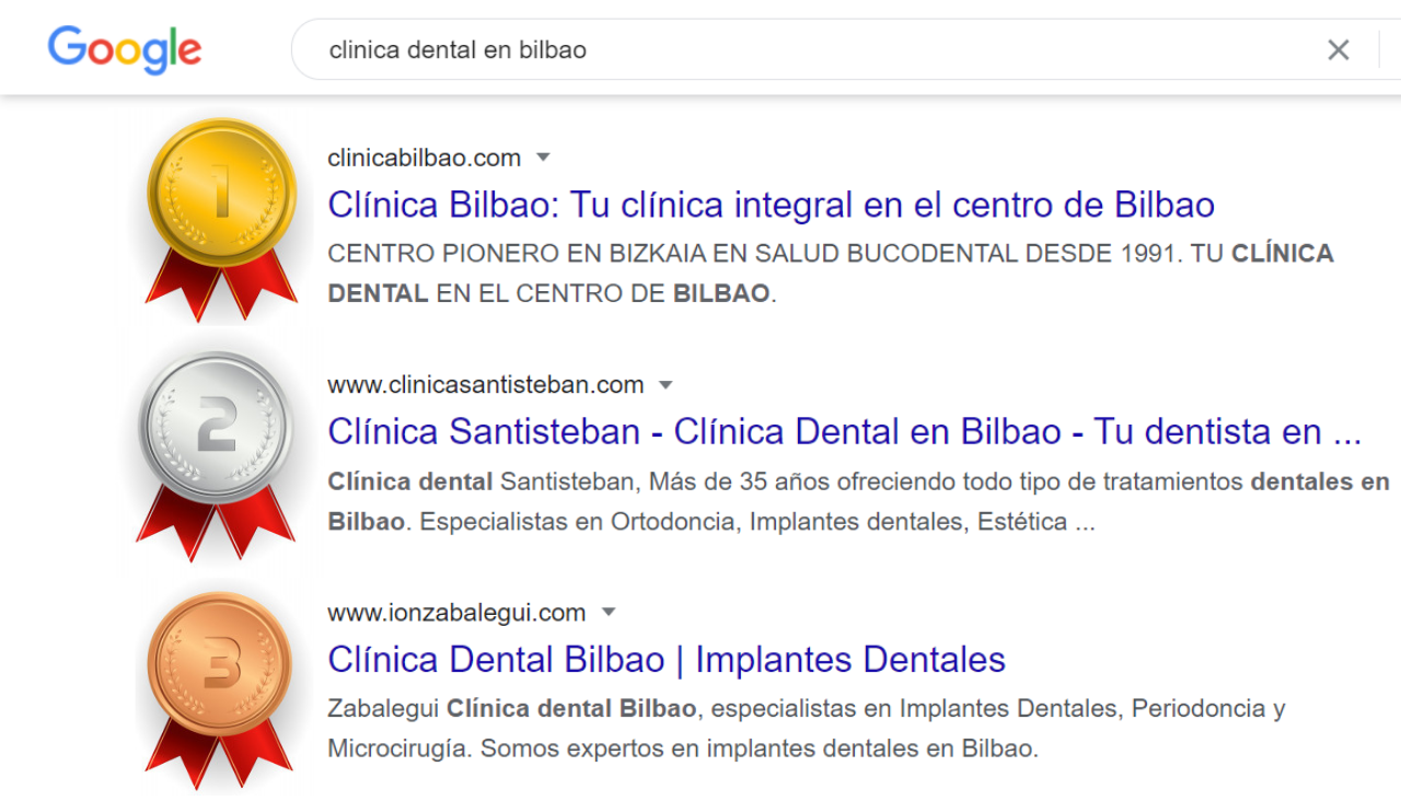 Imagen de varios resultados en el buscador de Google posicionados gracias al SEO Local.