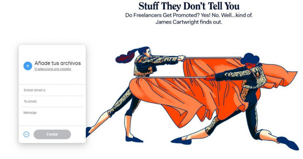 WeTransfer te permite enviar archivos muy pesados.